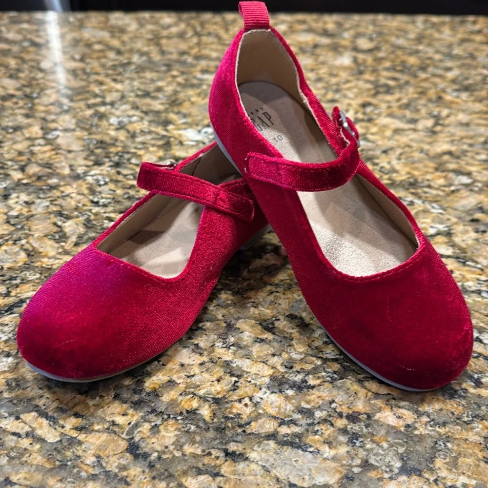 GAP Girls Red Velvet Mary Jane Dress Shoes